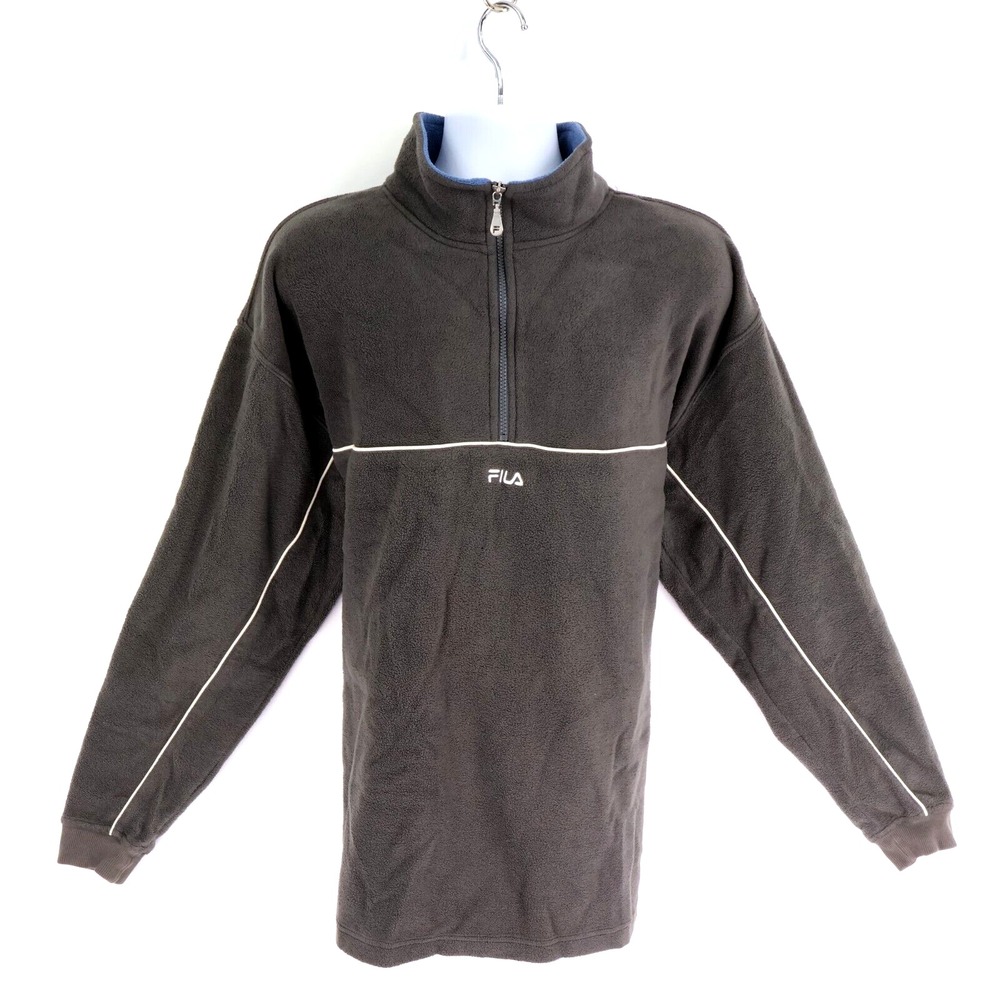 FILA 1/4 Zip‎ Fleece Pullover Jacket Mens Sz 2XL Gray-Brown Soft Mock Neck